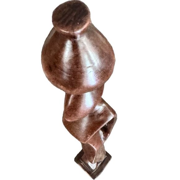 African Woman Decorative Brown Wooden Tabletop Lightweight Statue Sculpture. - Picture 4 of 8